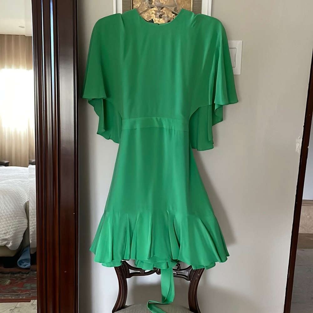 Alexis backless green silk dress